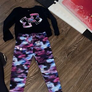 Under Armour Kids' Black and Pink Leggings